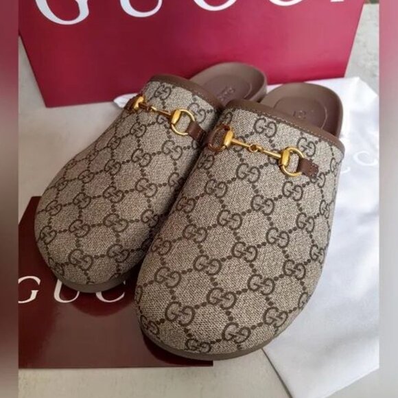 Women’s Horserbit Mule Beige GG Canvas, New With Boxe Size 39 - Picture 1 of 9